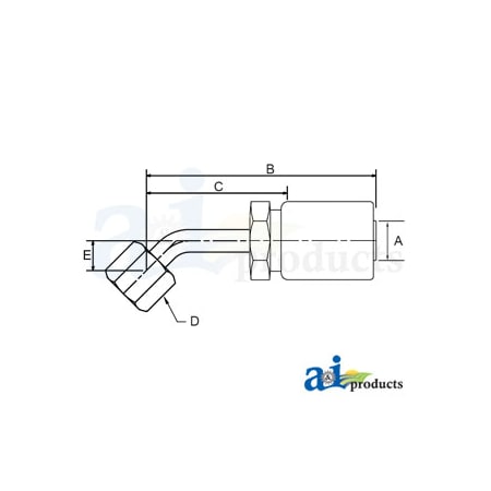 A & I Products HC-FSX45 Female SAE 45 - Swivel - 45 Elbow 4 x6 x2 A-FSX45-12-12